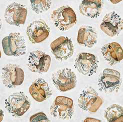 Cotton Tails -30080-K- Cream Bunny Toss- Qt Fabric