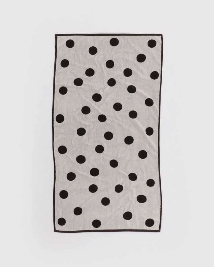 Cream and Black Polka Dot Bath Towel | BAGGU | Bath Towel