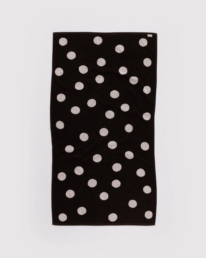 Cream and Black Polka Dot Bath Towel | BAGGU | Bath Towel