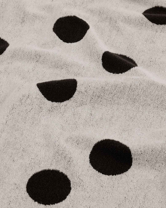 Cream and Black Polka Dot Bath Towel | BAGGU | Bath Towel