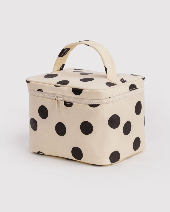 Cream and Black Polka Dot Large Cosmetic Case | BAGGU | Large Cosmetic Case