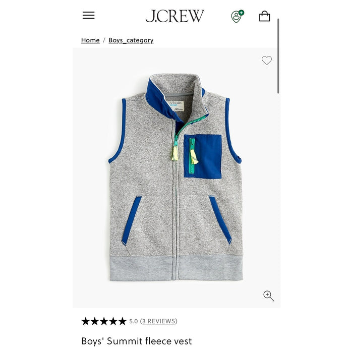 Crewcuts Boy's Summit Fleece Vest Marled Grey 4-5