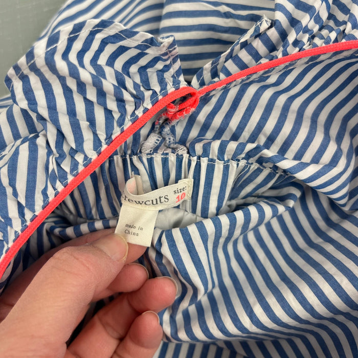 Crewcuts Girls' Ruffle Dress in Blue Shirting Stripe 10