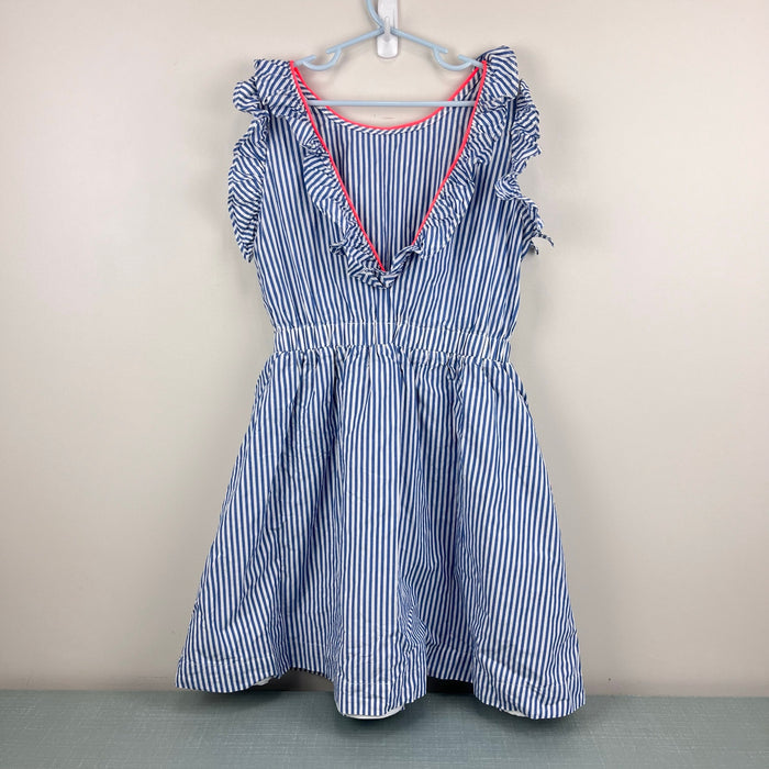 Crewcuts Girls' Ruffle Dress in Blue Shirting Stripe 10
