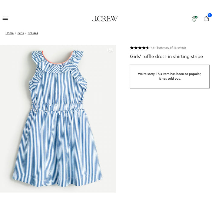 Crewcuts Girls' Ruffle Dress in Blue Shirting Stripe 10