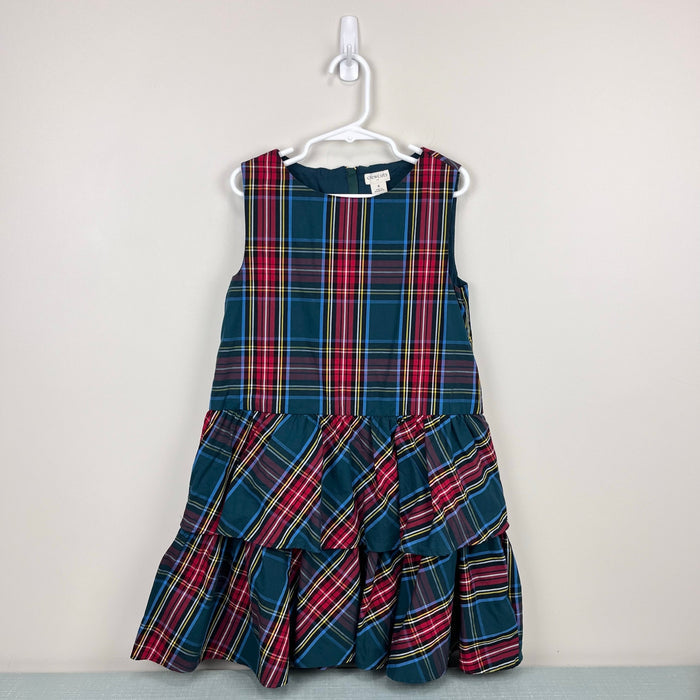 Crewcuts Girls Tartan Tiered Dress Warm Spruce 8