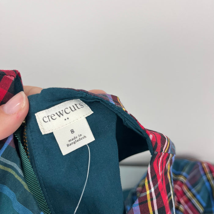 Crewcuts Girls Tartan Tiered Dress Warm Spruce 8