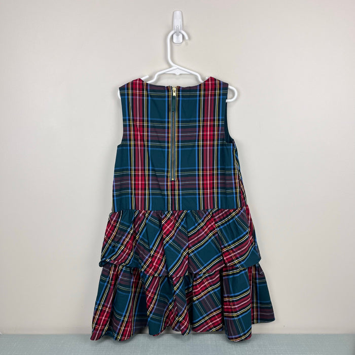 Crewcuts Girls Tartan Tiered Dress Warm Spruce 8