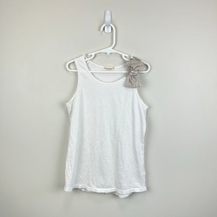 Crewcuts Girls White Metallic Bow Tank Top 10