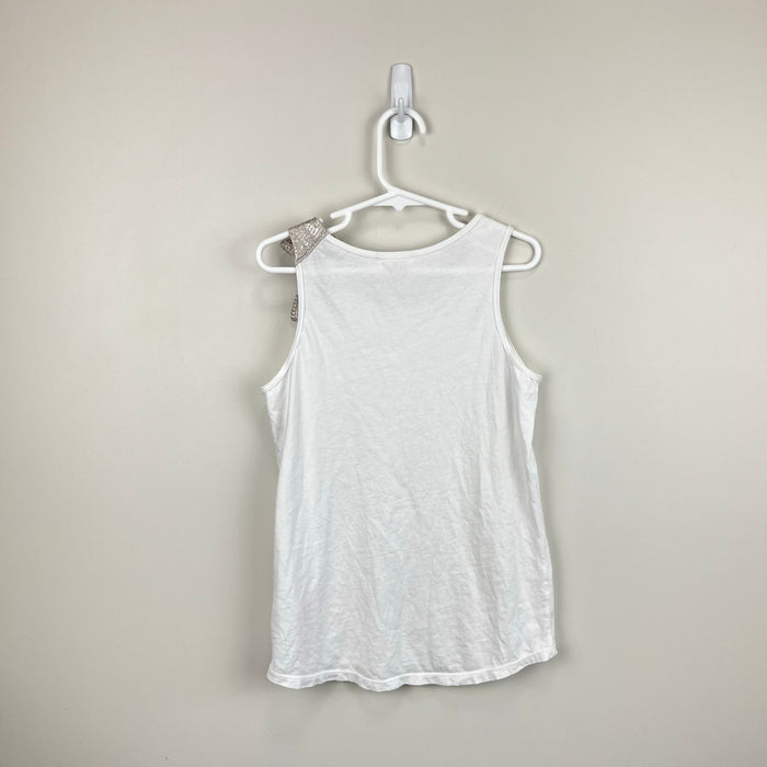 Crewcuts Girls White Metallic Bow Tank Top 10