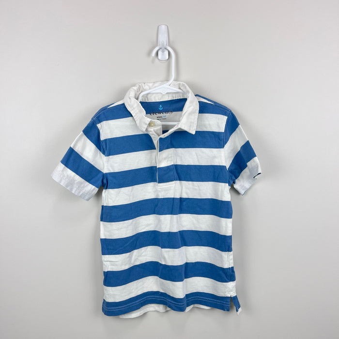 Crewcuts Short Sleeve Blue and White Striped Rugby Shirt M 8-9