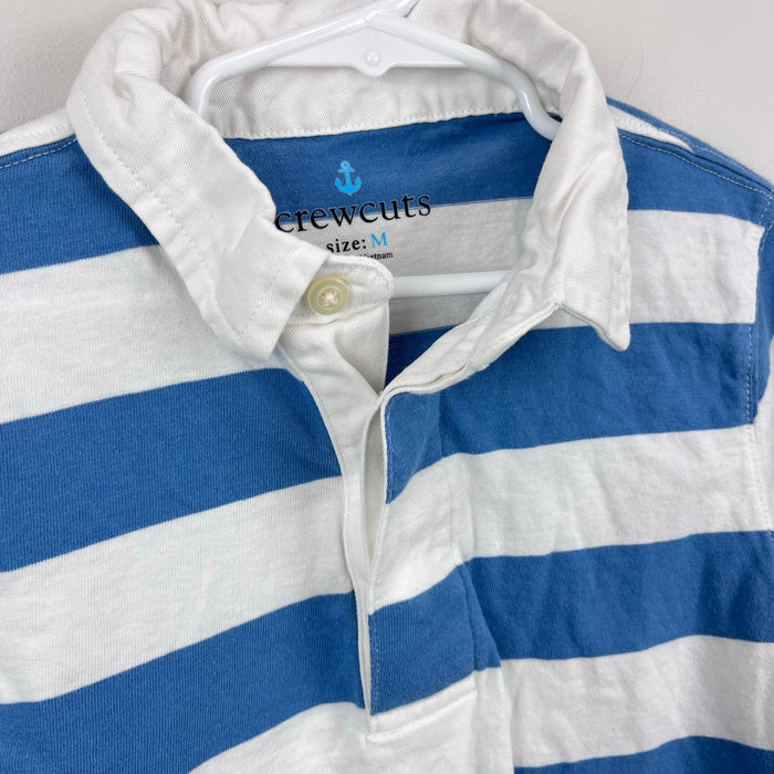 Crewcuts Short Sleeve Blue and White Striped Rugby Shirt M 8-9