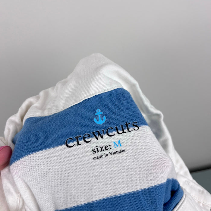 Crewcuts Short Sleeve Blue and White Striped Rugby Shirt M 8-9