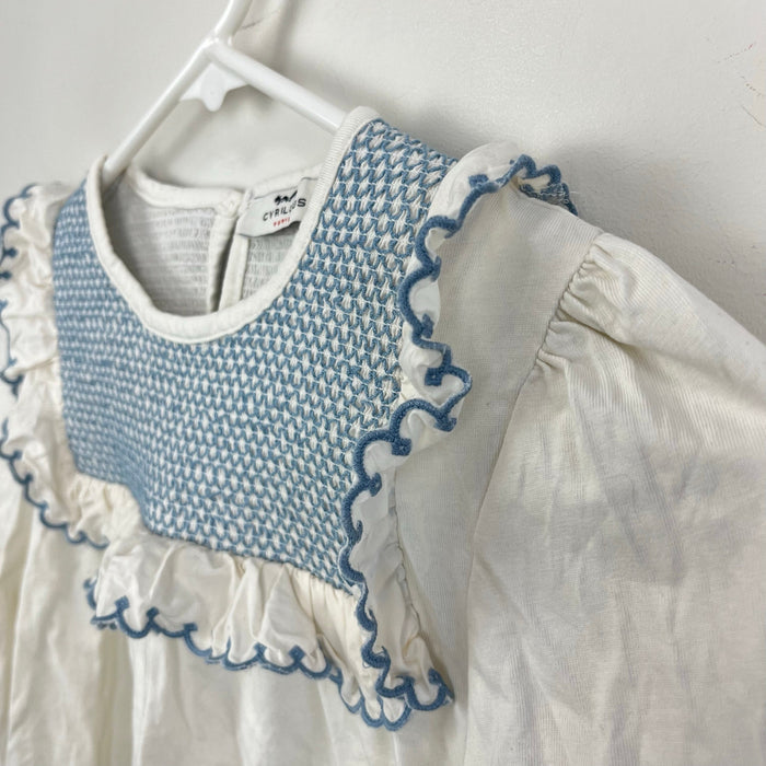 Cyrillis Paris Long Sleeve Smocked Ruffle Blouse 12