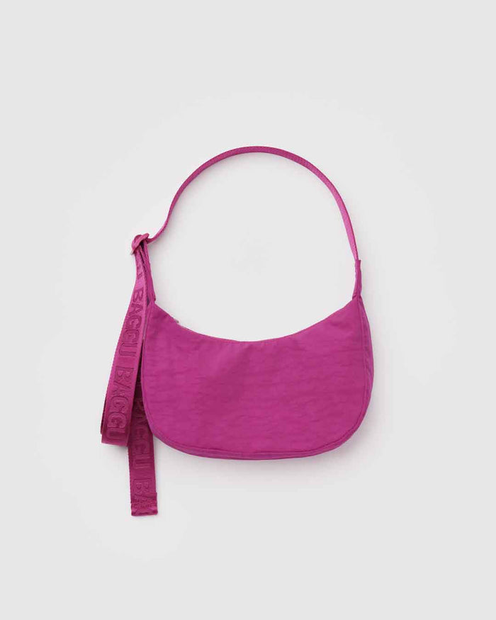 Deep Fuchsia Small Nylon Crescent Bag | BAGGU | Small Nylon Crescent Bag