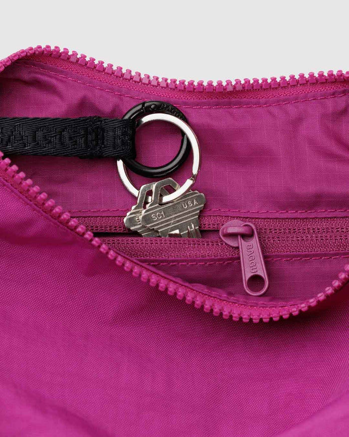 Deep Fuchsia Small Nylon Crescent Bag | BAGGU | Small Nylon Crescent Bag