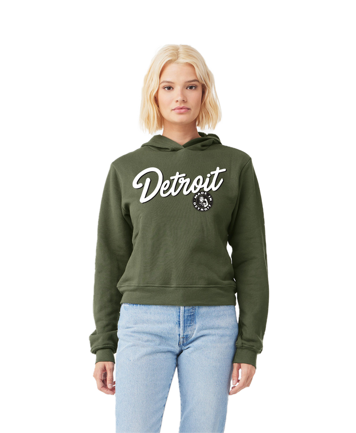 DETROIT SCRIPT ROSIE Crop Hoodies - SMALL