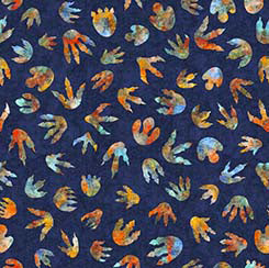 Dinoroars! - 30813N - Navy -  Dino Tracks - Qt Fabrics