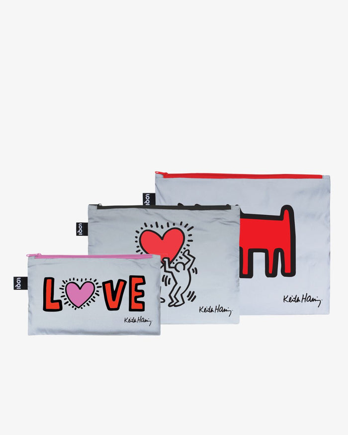 Dog, Heart & Love Reflective Zip Pockets by Keith Haring | LOQI | Zip Pockets
