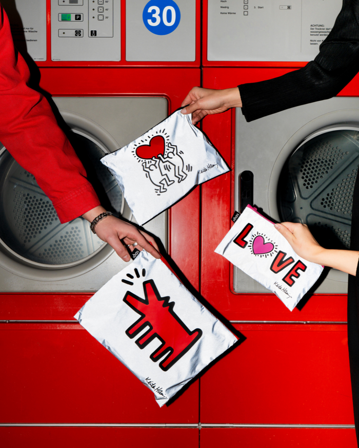 Dog, Heart & Love Reflective Zip Pockets by Keith Haring | LOQI | Zip Pockets