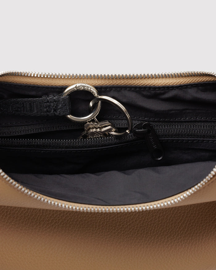 Dune Small Recycled Leather Flat Crescent BAGGU