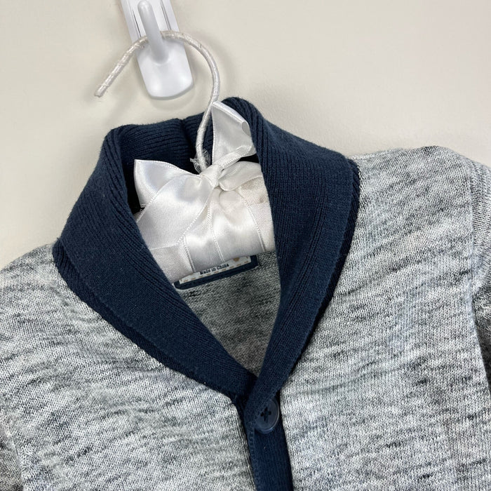 Early Days Gray and Navy Cardigan Sweater 6-9 Months