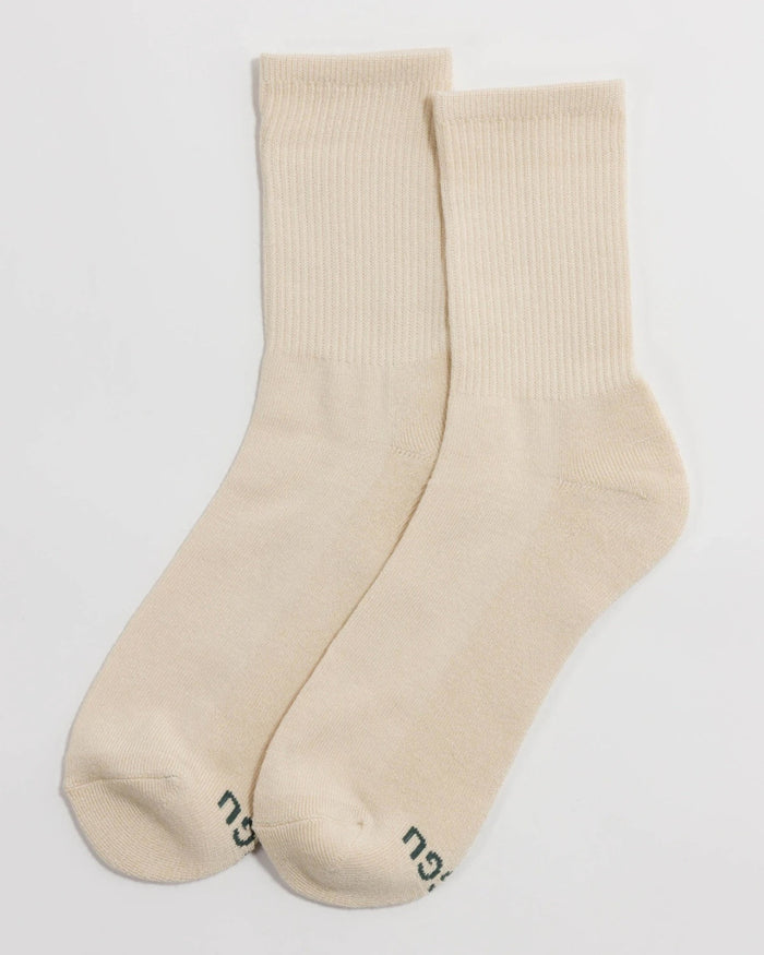 Ecru Ribbed Sock | BAGGU | Socks