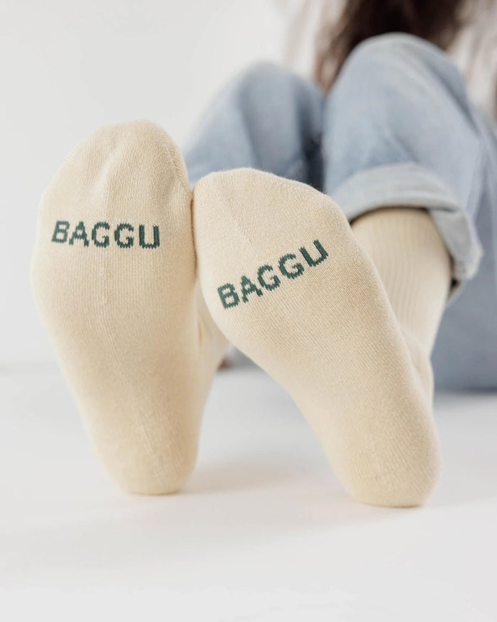 Ecru Ribbed Sock | BAGGU | Socks