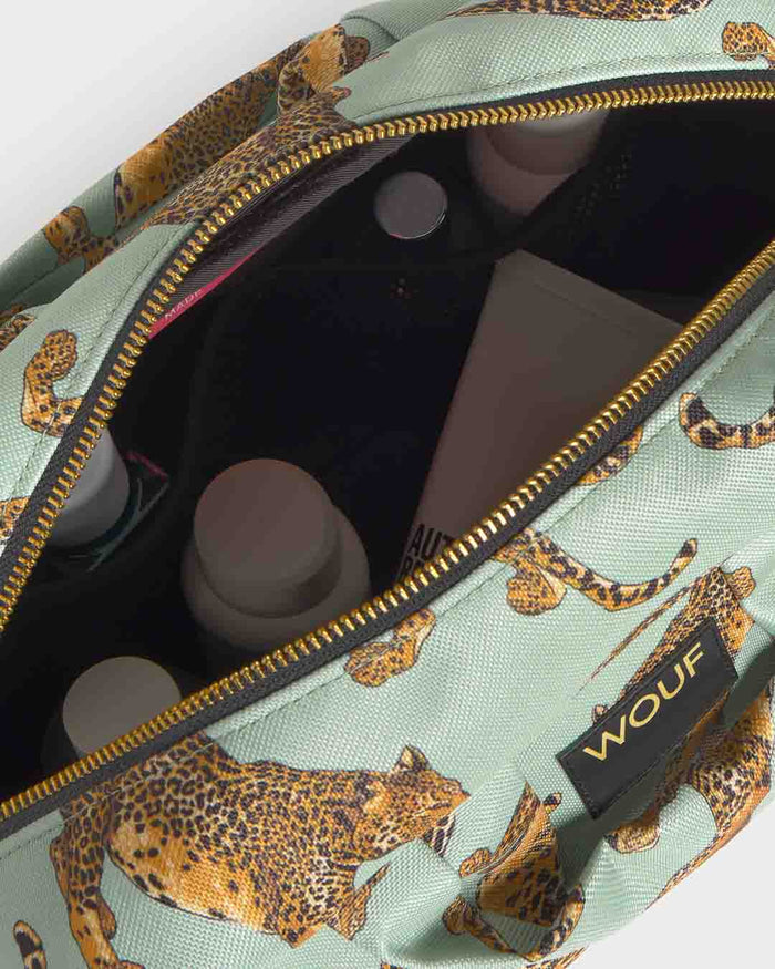 Emerald Leopard Large Toiletry Bag | WOUF | Cosmetic + Toiletry Bags
