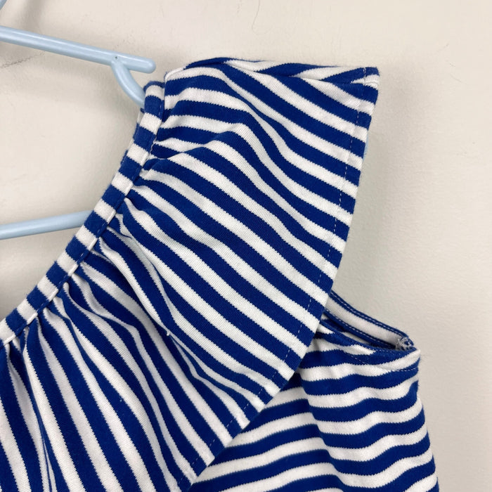 Florence Eiseman Asymmetrical Blue Stripe Knit Ruffle Dress 7