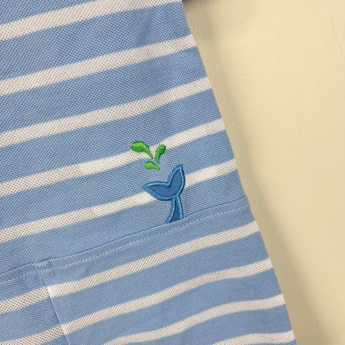 Florence Eiseman Blue Stripe Knit Shortall Romper Whale 6 Months