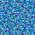 Flower To The Sun Stained Glass Swirls Blue - P & B Textiles