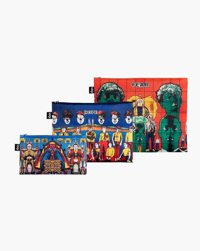 GILBERT & GEORGE Death, Hope, Life, Fear Recycled Zip Pockets | LOQI | Zip Pockets