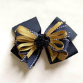 Girls Large Khaki and Navy Deluxe Bow