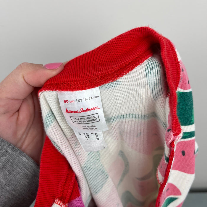 Hanna Andersson HannaJams Shortie Sleeper Watermelon Stripes 80 cm 18-24 Months