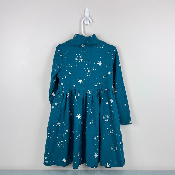 Hanna Andersson Long Sleeve Green Star Dress Silver Stardust on Everglade 120 cm 6-7