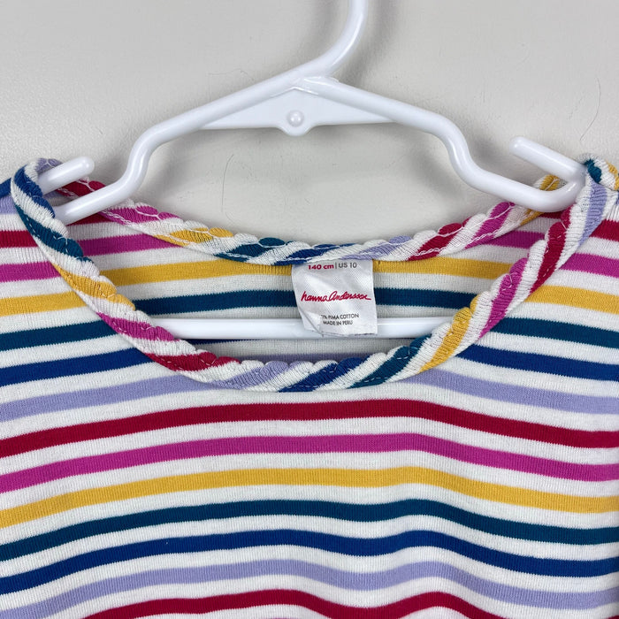 Hanna Andersson Long Sleeve Pima Cotton T-Shirt Rainbow Stripes 140 cm 10