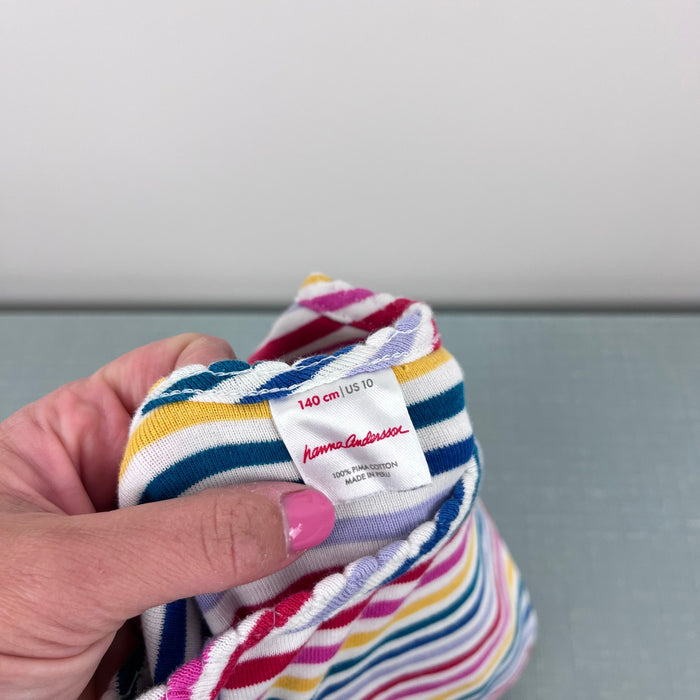 Hanna Andersson Long Sleeve Pima Cotton T-Shirt Rainbow Stripes 140 cm 10