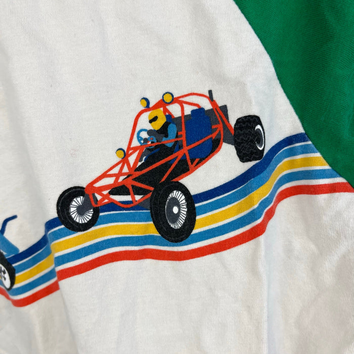 Hanna Andersson Soft Art Baseball Tee Shirt Ecru Rainbow Road Go Karts 140 cm 10