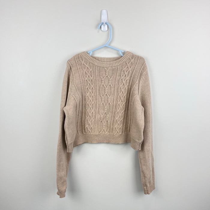 Happily Grey Kids Tan Cable Knit Sweater M 7/8