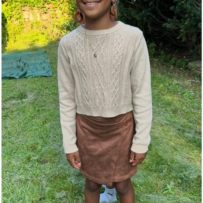 Happily Grey Kids Tan Cable Knit Sweater M 7/8