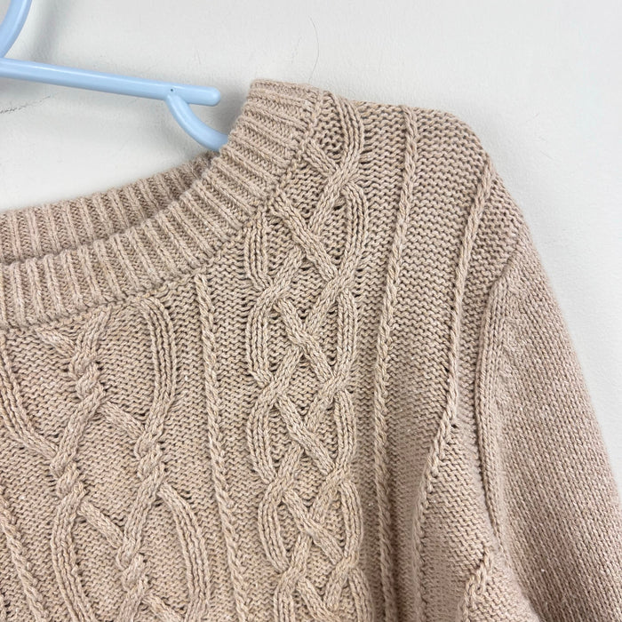 Happily Grey Kids Tan Cable Knit Sweater M 7/8