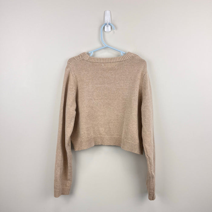 Happily Grey Kids Tan Cable Knit Sweater M 7/8