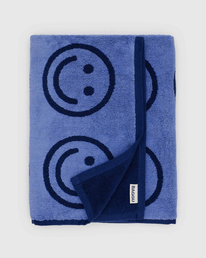 Happy Blue Bath Towel | BAGGU | Bath Towel