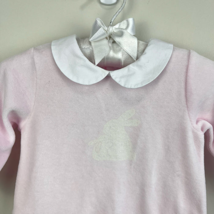 Jacadi Paris Baby Girl Pajamas Velvet Bouclette Pale Pink Bunny 6 Months