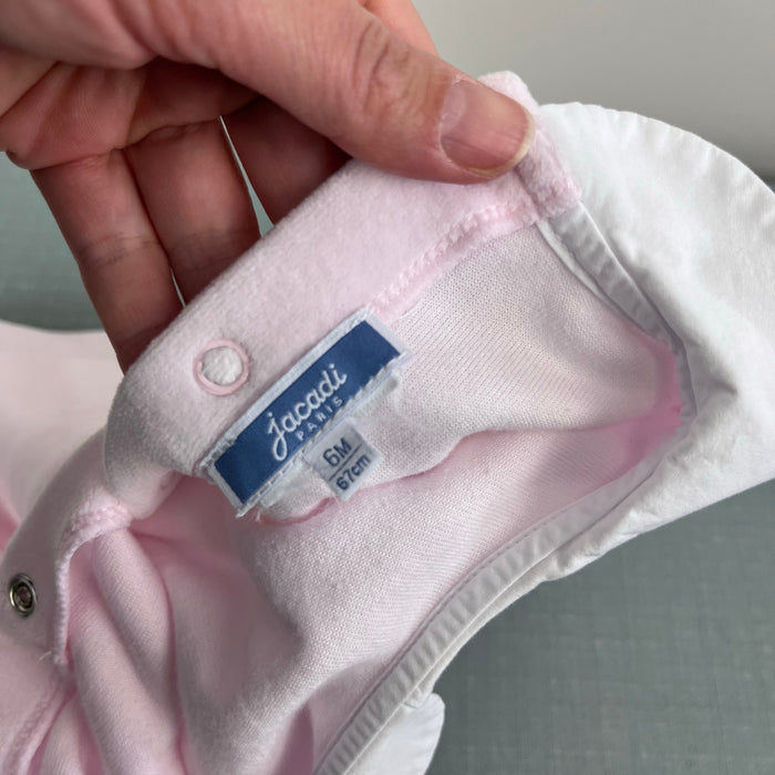Jacadi Paris Baby Girl Pajamas Velvet Bouclette Pale Pink Bunny 6 Months
