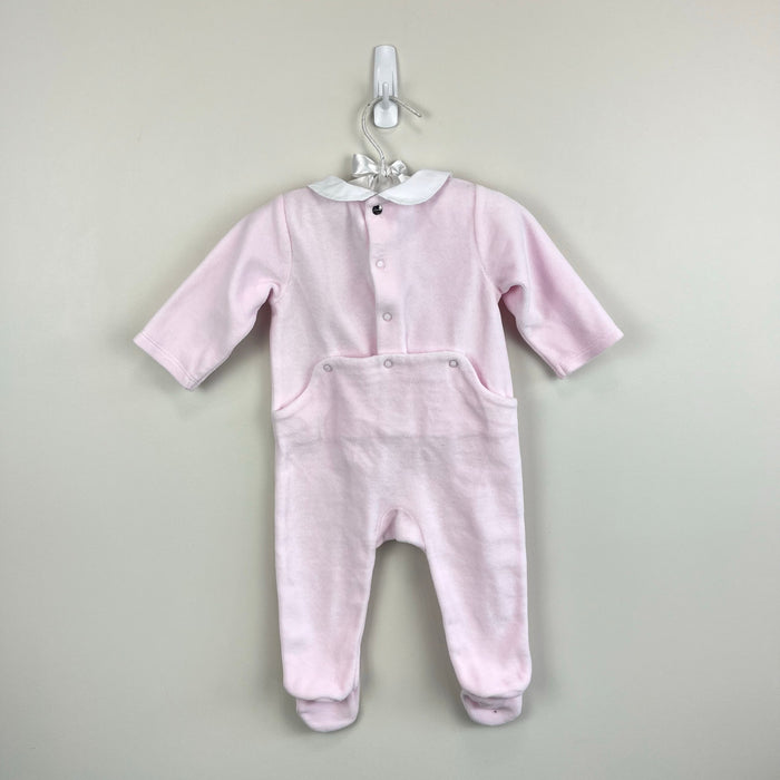 Jacadi Paris Baby Girl Pajamas Velvet Bouclette Pale Pink Bunny 6 Months