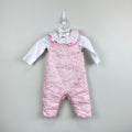 Jacadi Paris Baby Girl Pink Floral Jumpsuit & Large Ruffle Bodysuit Set 6 Months
