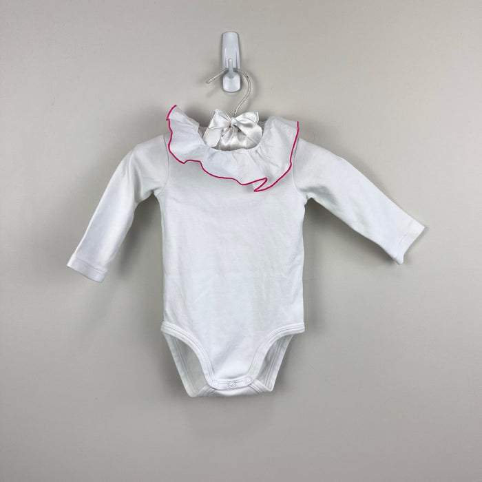 Jacadi Paris Baby Girl Pink Floral Jumpsuit & Large Ruffle Bodysuit Set 6 Months