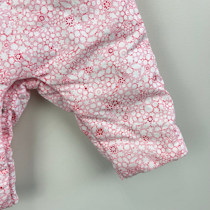 Jacadi Paris Baby Girl Pink Floral Jumpsuit & Large Ruffle Bodysuit Set 6 Months